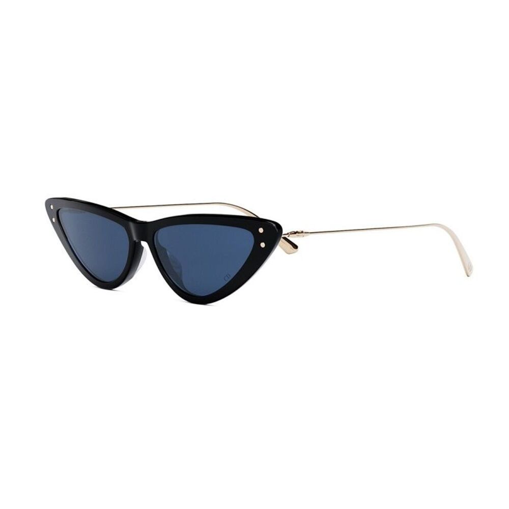 Dior Sunglasses Cat Eye Full Rim, Shiny Black Frame and Blue Lens